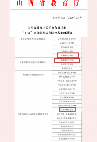 我校再次入選“1+X”證書制度試點院校，實現專業全覆蓋