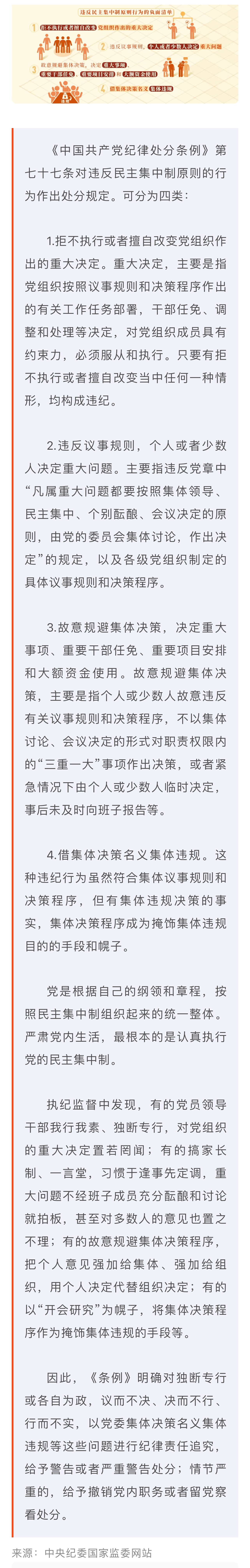 黨紀學習教育·每日一課｜違反民主集中制原則的情形和處分規定